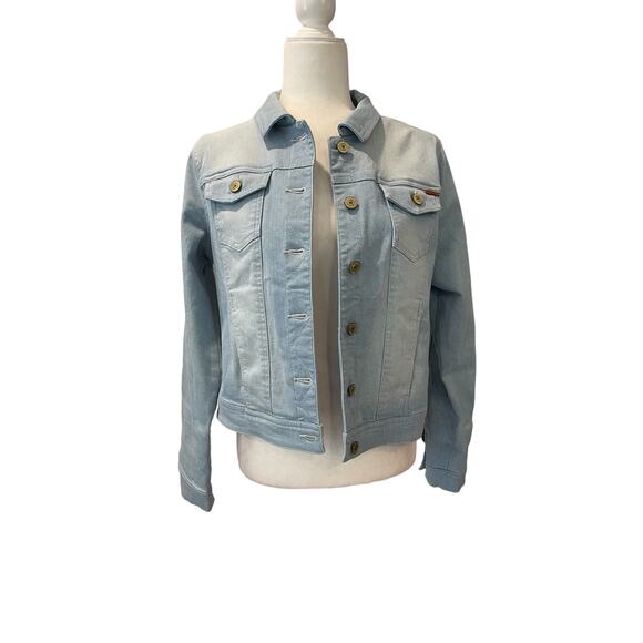 Isaac Mizrahi Live! True Denim Classic Jean Jacket Bleached Indigo Size 4 - Picture 1 of 7